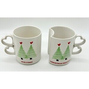Enesco "Our First Christmas Together" Set of 2 Christmas Tree Nesting Mugs